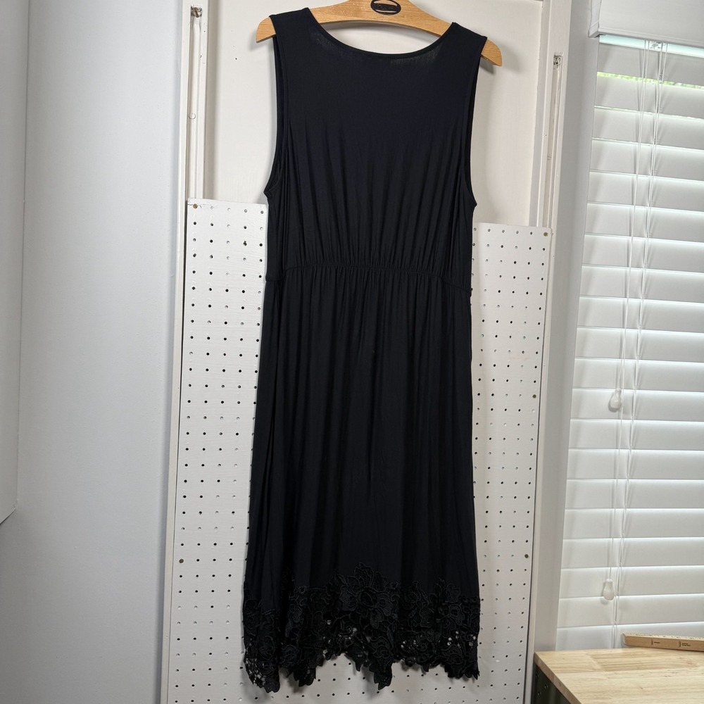 Soma Midi Dress Women's Medium Black Lace Sleeveless Draped Comfy Neck Stretchy - Picture 2 of 8